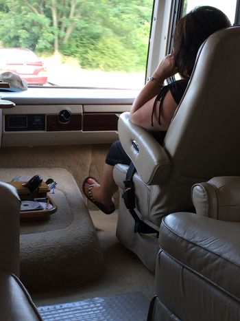 Yep, her feet don't touch the floor and folks wonder why we don't let her drive!
