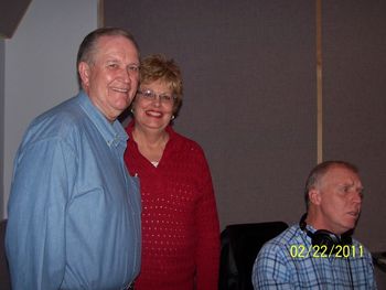 Debbie, Ernie and Roger Talley as the musicians work on an arrangement.
