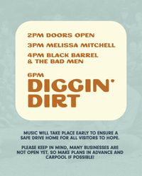 Melissa Mitchell, Black Barrel & the Bad Men, and Diggin' Dirt!!!