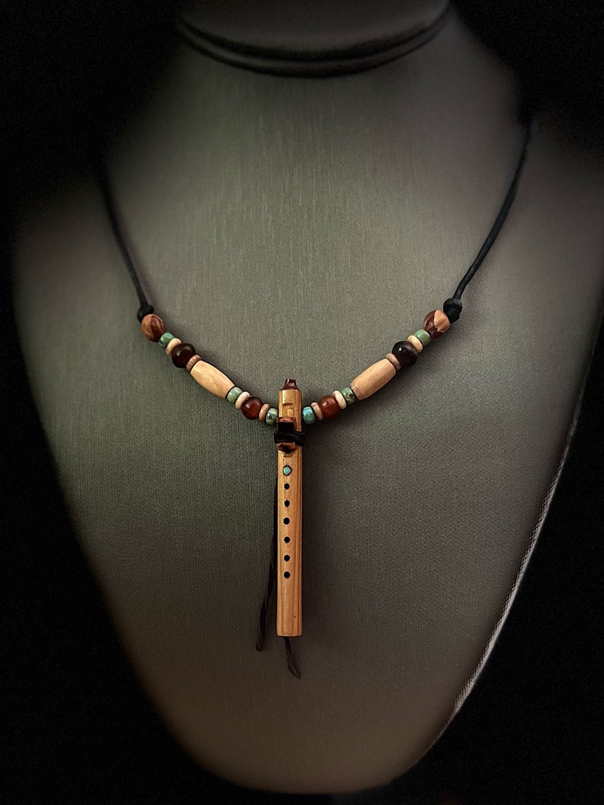 Yellow Cedar Miniature Flute Necklace