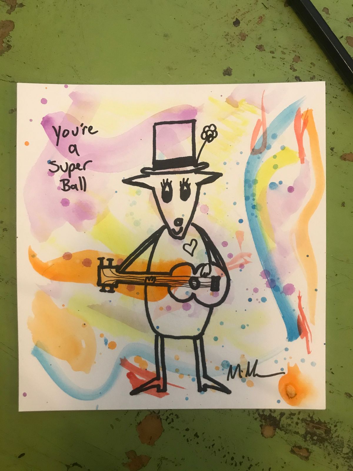 SOLD “Super Ball” Goat w/guitar Signed + download