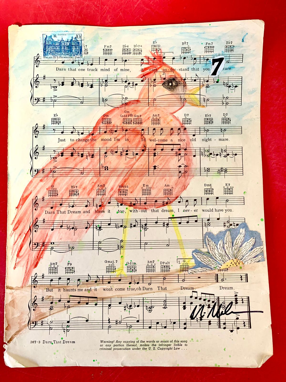 Painting on vintage sheet music + download