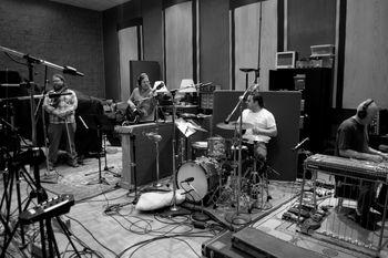Fantastic recording session band (L to R): Ryan Young, Mike Lewis, JT Bates, Joe Savage. Not pictured: Peter Schimke, Steve Pinckney
