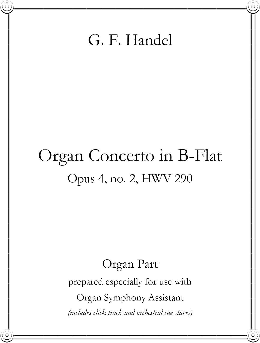 Organ Concerto, HWV 290 (Oboes, Strings and Organ) by G.F. Handel