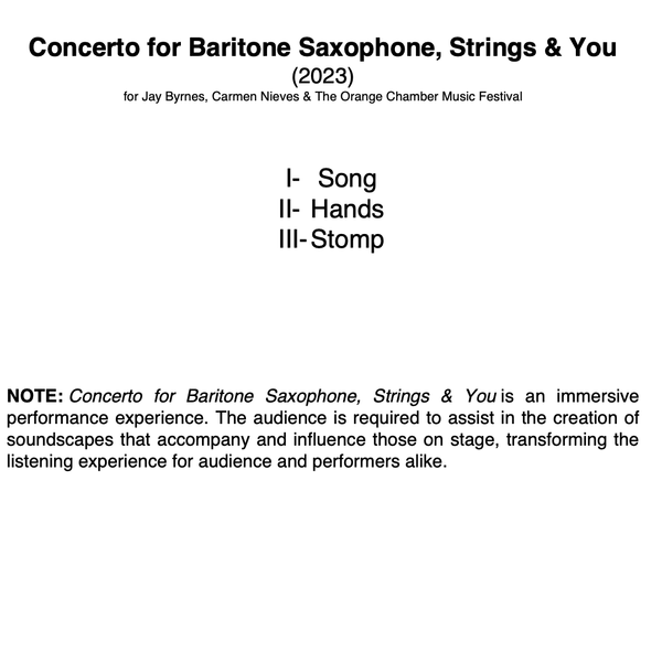 Concerto for Baritone Saxophone, Strings & You