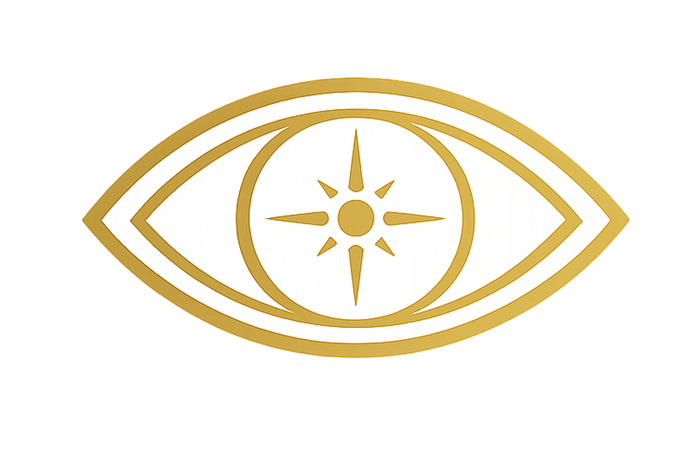 Golden eye symbol for Kian The One, representing insight, awareness, and the path seen clearly.