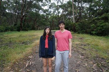 Weird hipster siblings in a forest.
