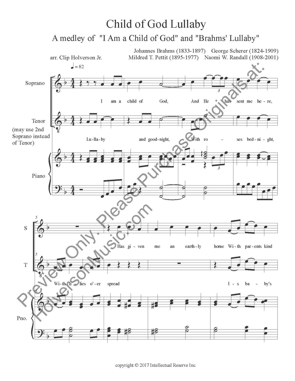 Child of God Lullaby (medley) duet - 5 Licenses