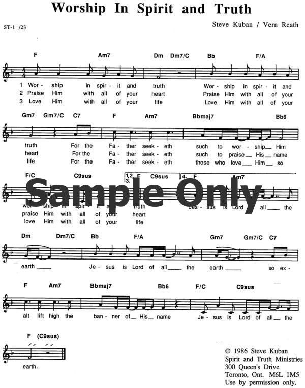 Worship in Spirit and Truth - Leadsheet in D