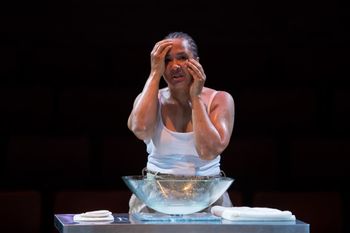 Golda Rosheuvel as Othello. Photograph by Jonathan Keenan
