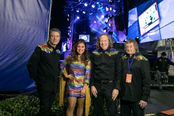 Amanda Shaw and the Cute Guys getting ready to perform on Dick Clarks New Years Rockin Eve
