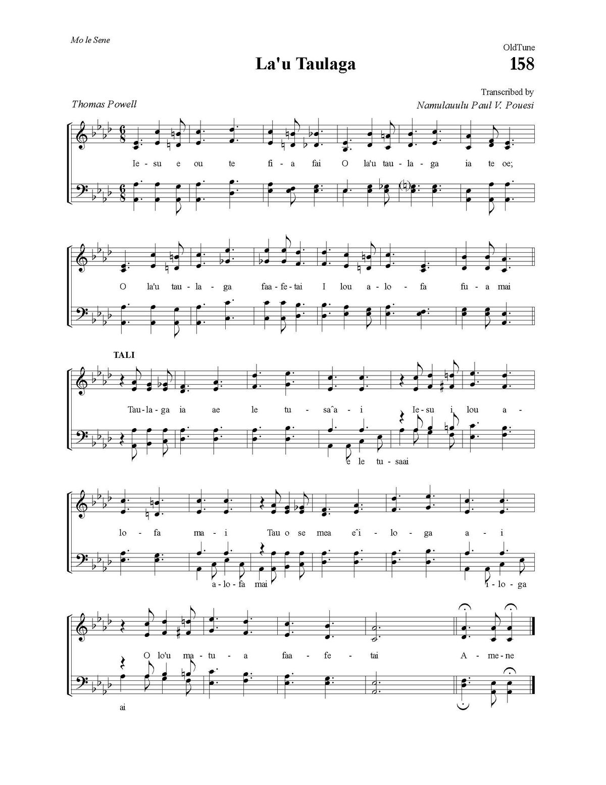 IESU OU TE FIA FAI TAULAGA