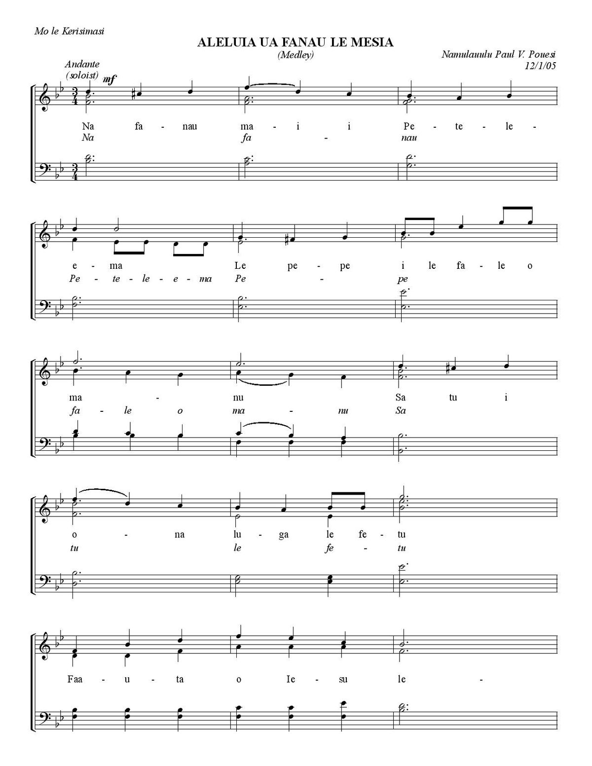 ALELUIA UA FANAU LE MESIA (Medley)