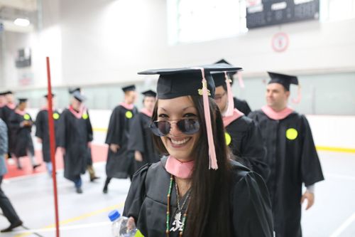 Vera Leigh in graduation cap and gown at Berklee College of Music