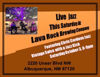 Lava oak Brewing Company Proudly Presents The Chris Cordova Latin Jazz Trio.