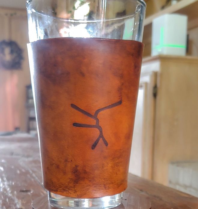 Pint Glass Coozie - Leather Logo