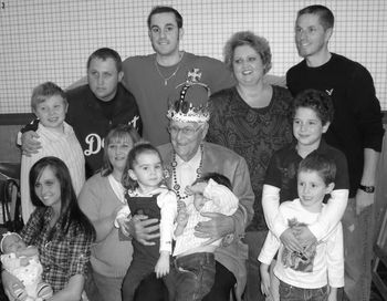 Dad and grand kids at his 90th Birthday Party
