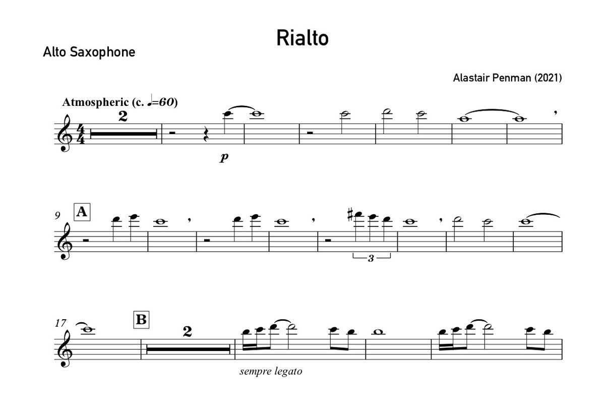 Rialto (Alto Sax & Tape) - Alastair Penman