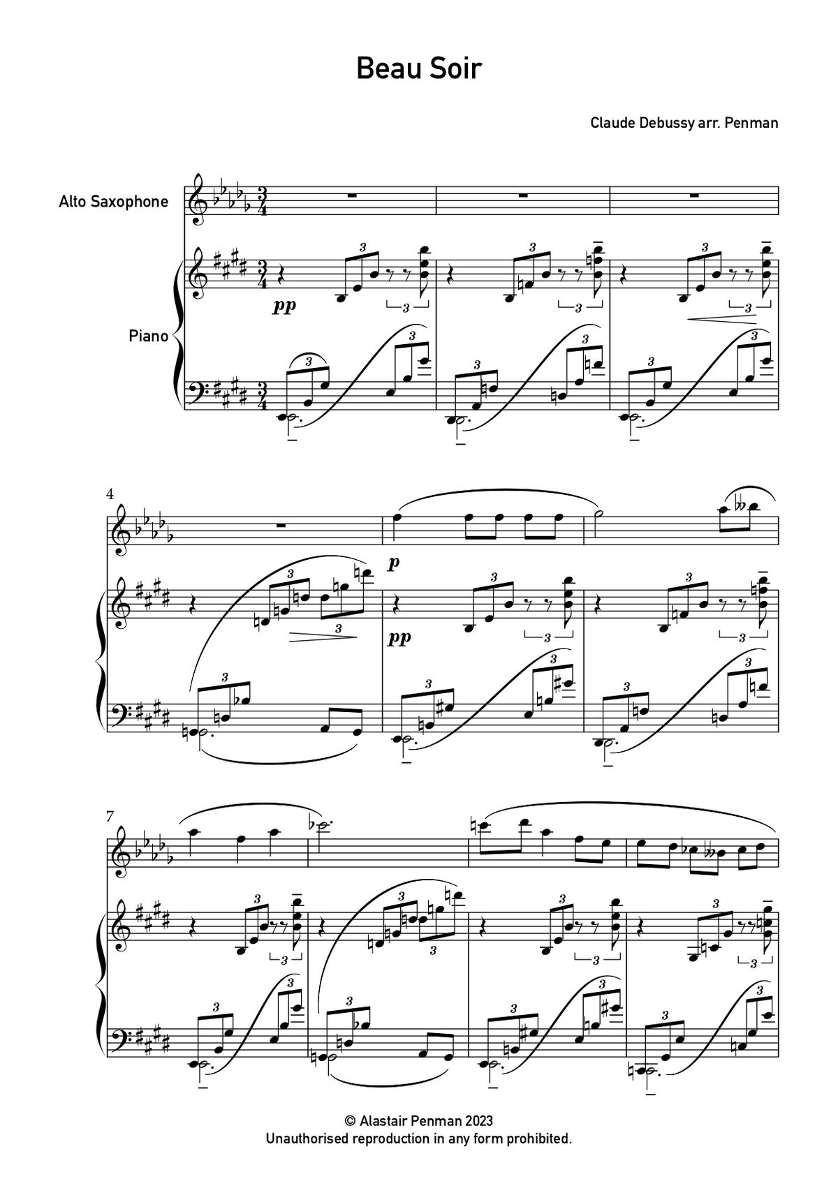 Beau Soir - Debussy (Arr. Alastair Penman for Alto or Soprano Sax & Piano)