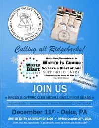 Valley Forge Kennel Club - All Breed Show:  Featuring Ridgeback Supported Entry, as well as Puppy and Veteran Sweeps! 