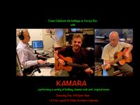 Kamara Trio Christmas show performing: holiday, classic rock and original music.