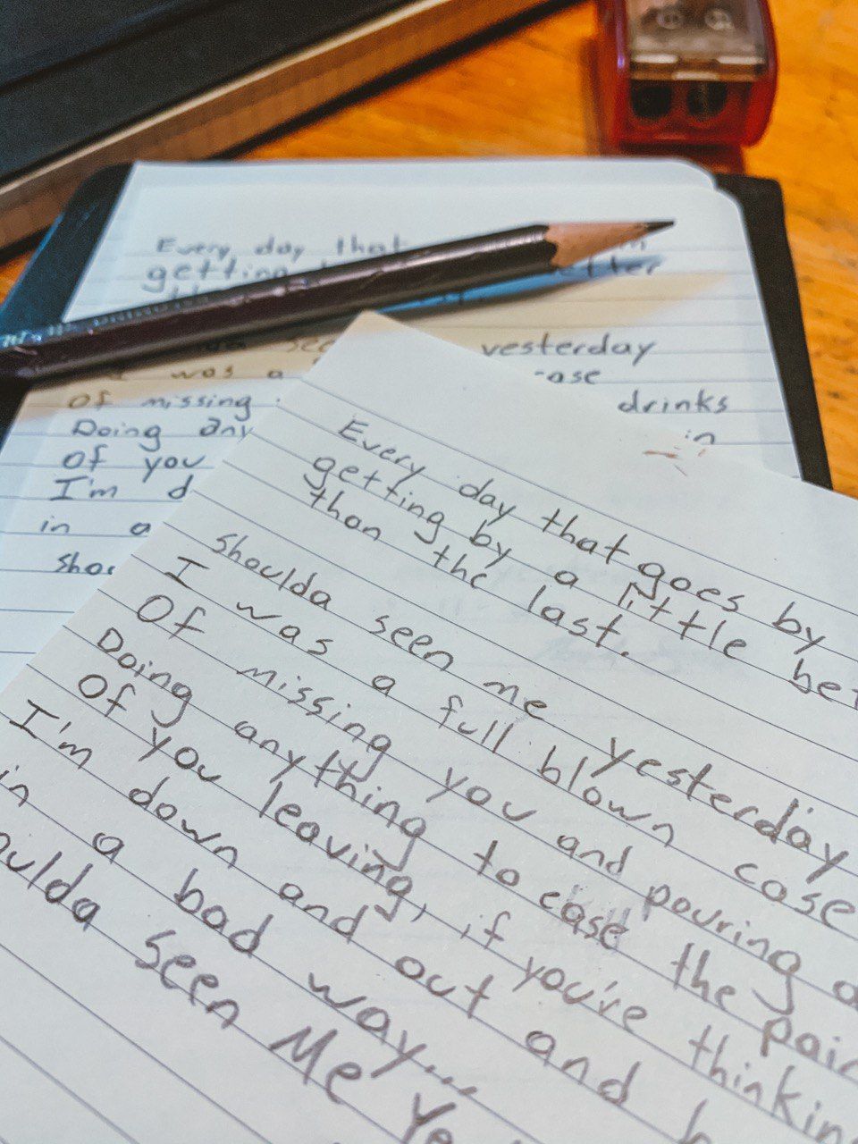 HANDWRITTEN LYRIC SHEET