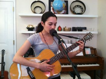 Vocal student rehearsing original song
