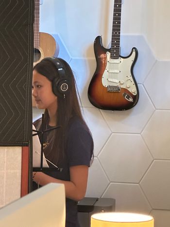 Vera Woo recording Wilflower by Billie Eilish at Renee Harcourt's studio April 2025
