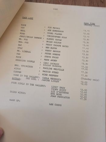 The Young Ones shooting script 1984 'Sick'
