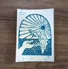 Alight Beyond the Sea Linocut Block Print