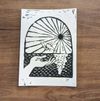 Alight Beyond the Sea Linocut Block Print