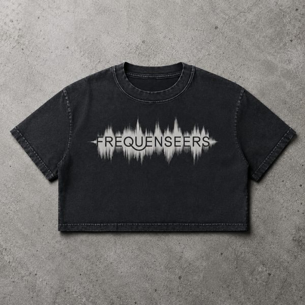 Frequenseers Logo Mineral Wash Crop T-Shirt