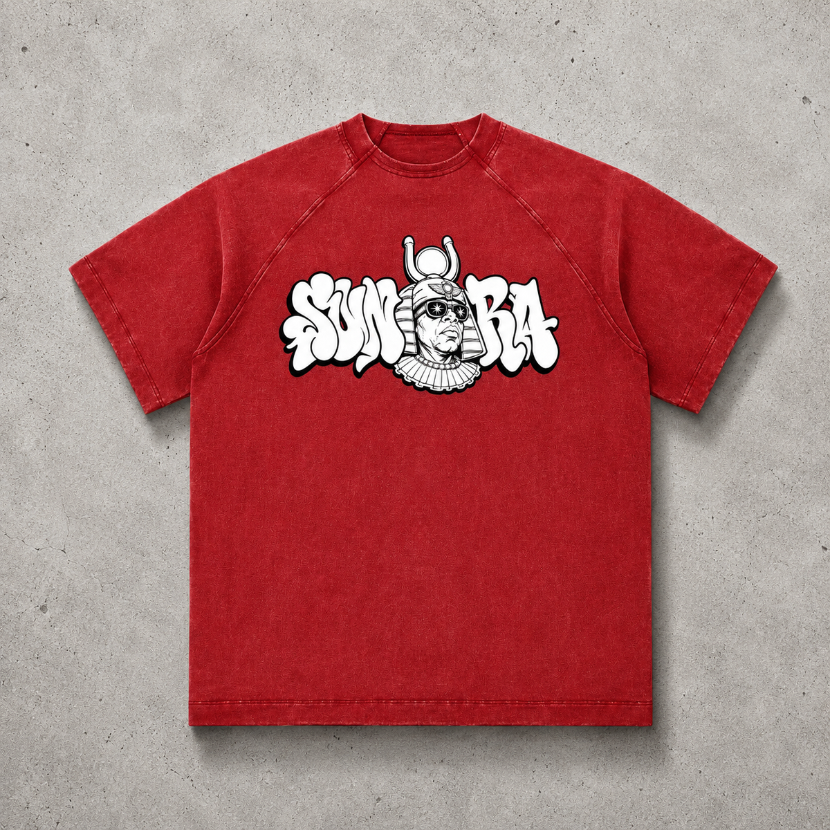 Sun Ra Graff Vintage Washed Raglan Cotton T-Shirt