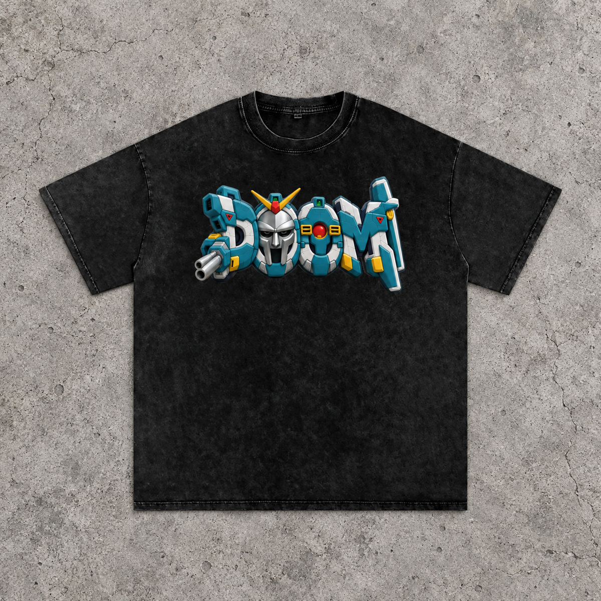 GUNDOOM Graff Distressed Oversized Cotton T-Shirt