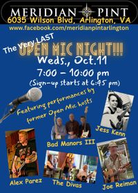Alex The Red Parez aka El Rojo Hosting The Very Last Open Mic Night at Meridian Pint in Arlington, VA! Wednesday! October 11th, 6:45pm-10:00pm! alexparez.com