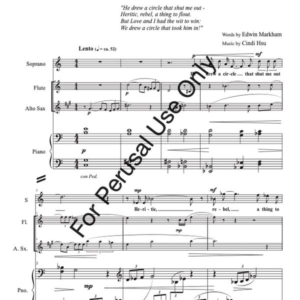 Four Songs, for soprano, flute, alto saxophone, & piano
