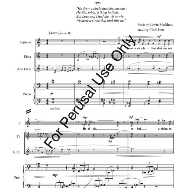 Four Songs, for soprano, flute, alto flute, & piano