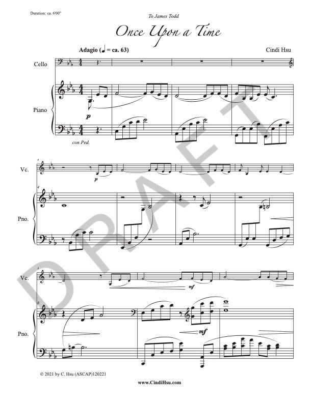 Once Upon A Time - for cello & piano