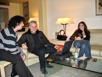 Chris Colby hanging out and talking music with music mogul Jean Saliba and Lebanese singer Melissa.
