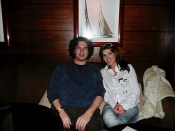 Chris Colby with the ever-lovely Dina Hayek after a long day in the Movenpick Hotel and Resort Lounge - Beirut, Lebanon.
