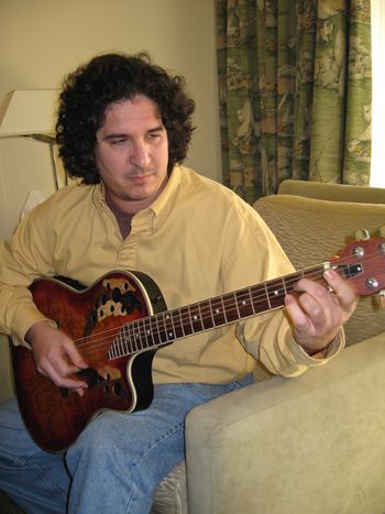 Chris Colby working on some new music at the hotel Movenpick - Beirut, Lebanon.
