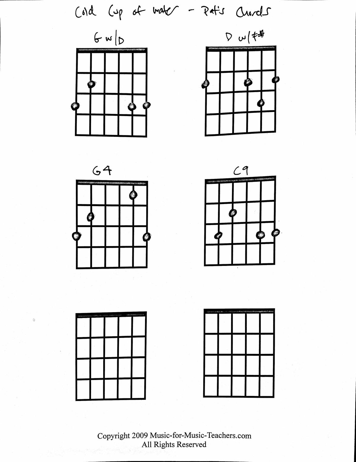 Cold Cup of Water - Pat's Chords