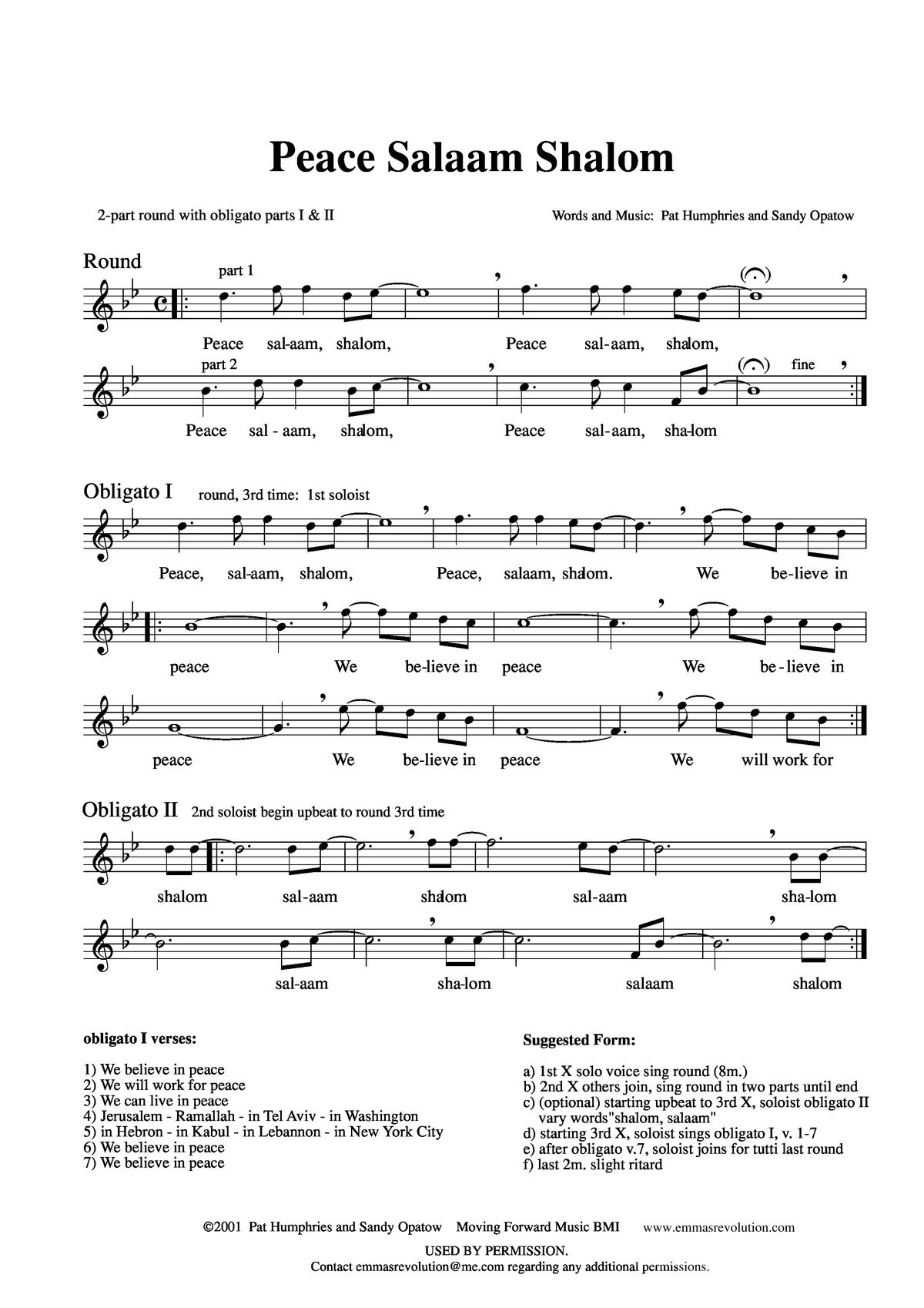 "Peace Salaam Shalom" Sheet Music