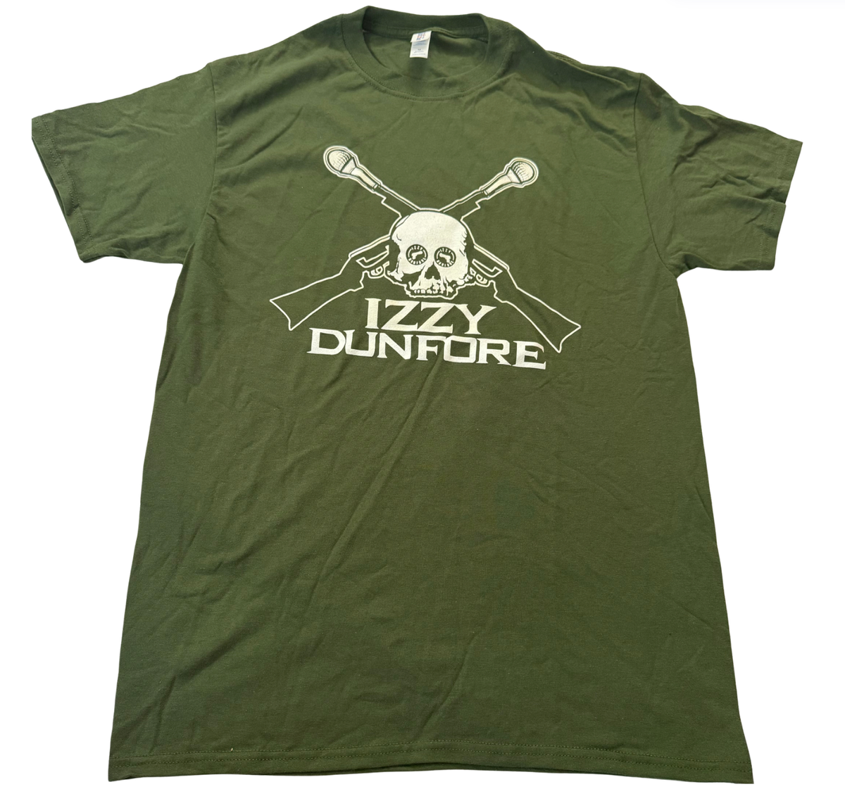 OLIVE GREEN Microphone Gun Crossbones T-shirt