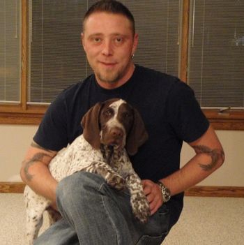 Booker with his new owner, Jason Rizzo
