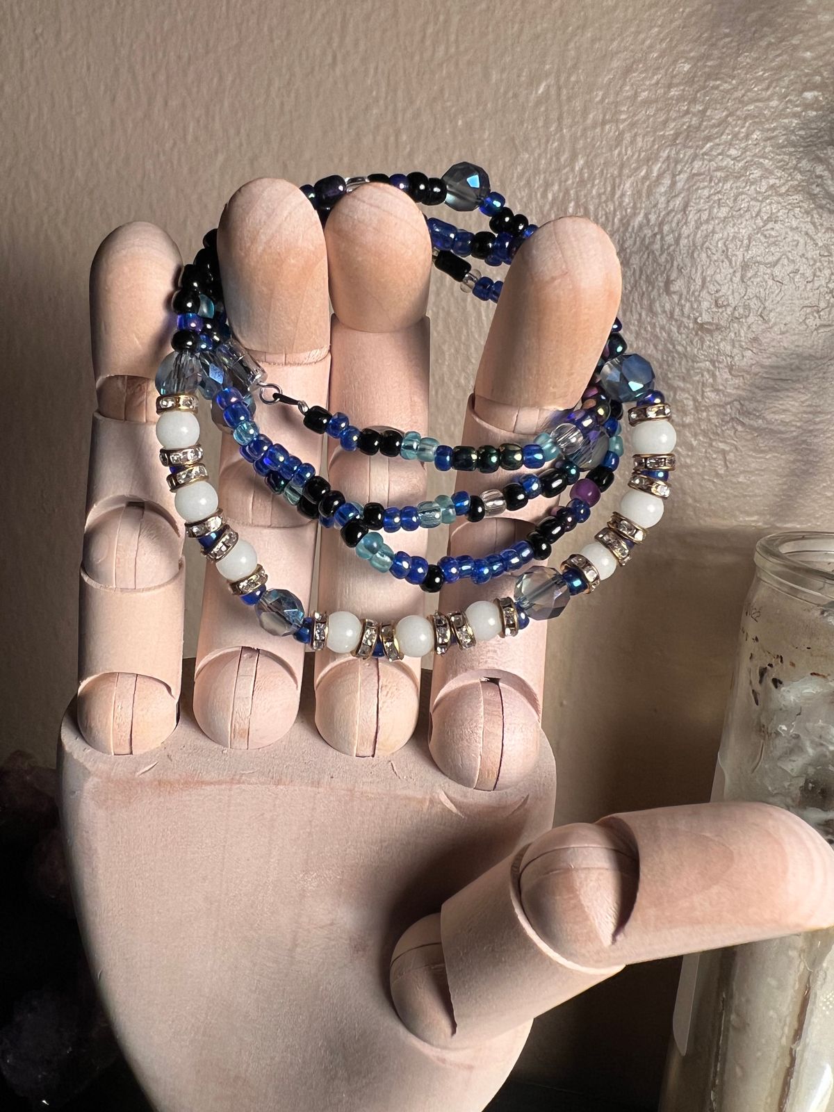 Thigh Beads w/GARTER—“Midnight Blue” glow in the dark 