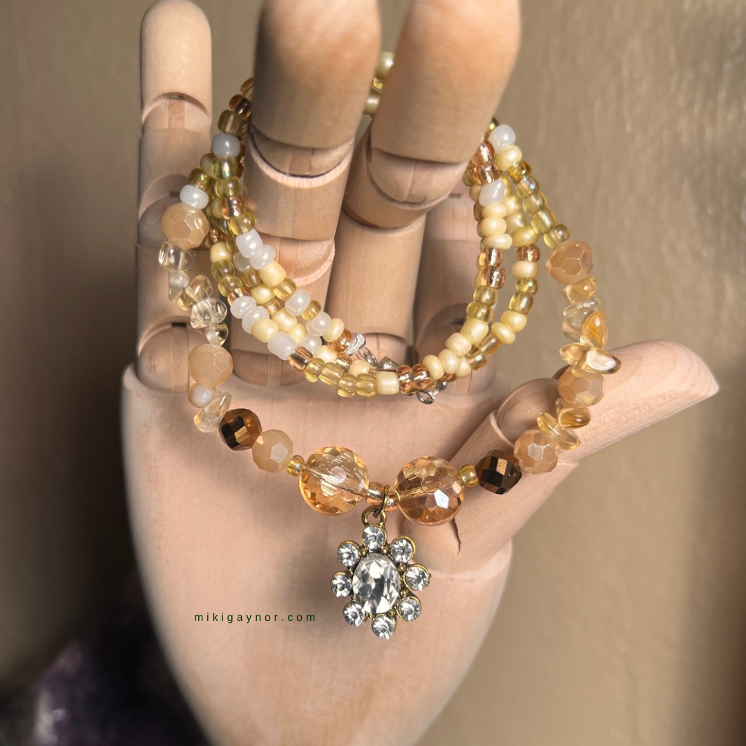 Crystal Thigh Beads w/GARTER—“Golden Sparkle”