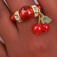 “Lady in Red” 🍒 Carnelian Cherry Dangle Ring