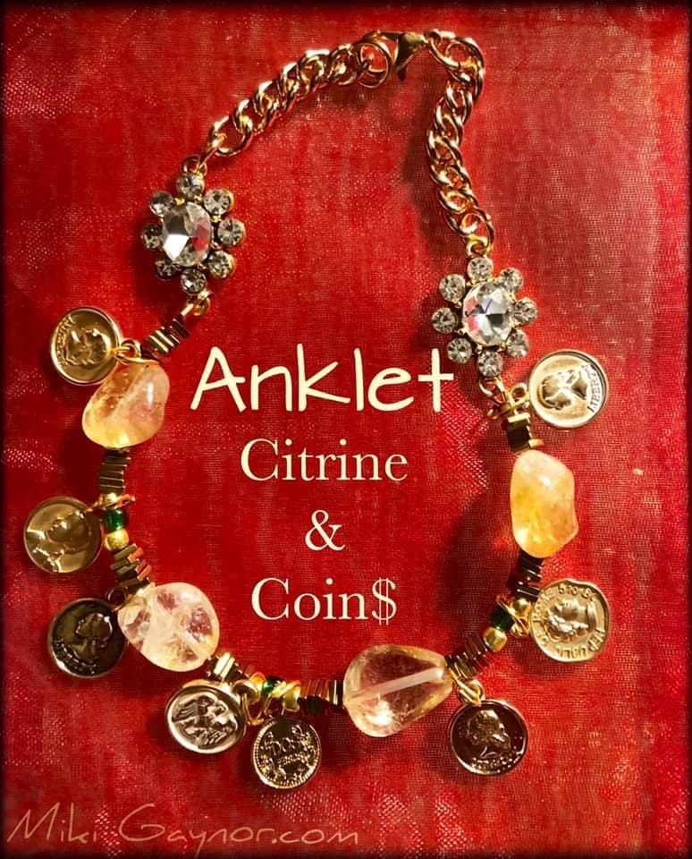 "Citrine & Coins" anklet