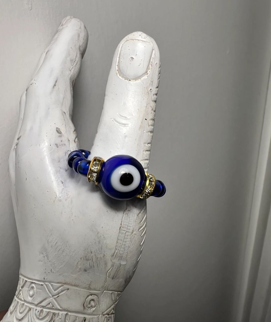 Evil Eye stretchy ring—blue 